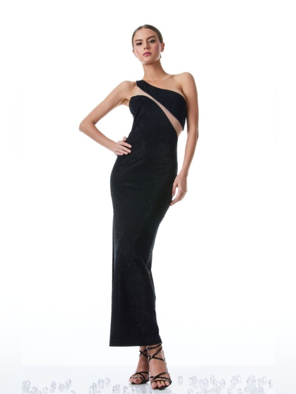 Alice + Olivia Mercedes Embellished One Shoulder long Dress Size 6 $595 - Picture 8 of 13